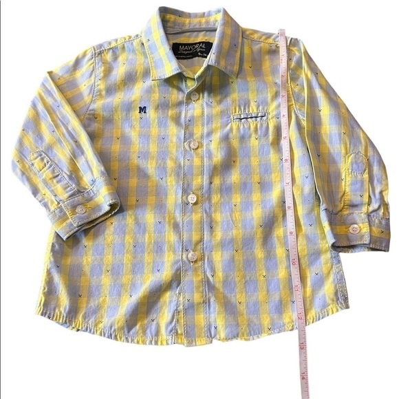 MAYORAL BABY BOY PASTEL BUTTONED DOWN SHIRT SIZE 9 MONTHS - Picture 3 of 8
